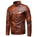 Men's Autumn Casual Faux Leather Jacket - AM APPAREL