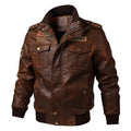 Men's Autumn/Winter Faux Leather Baseball Jacket - AM APPAREL