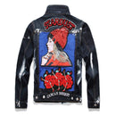Men's Badge Patches Painted Denim Jacket - AM APPAREL