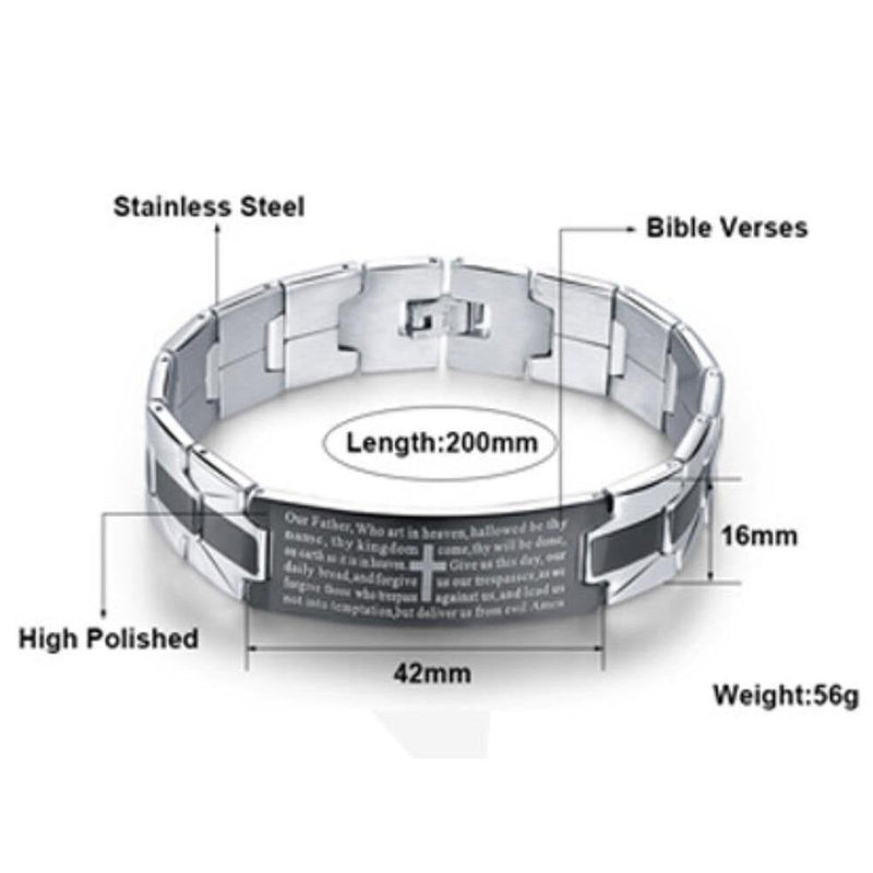 Men's Bible Verse/Cross Stainless Steel Bracelet - AM APPAREL