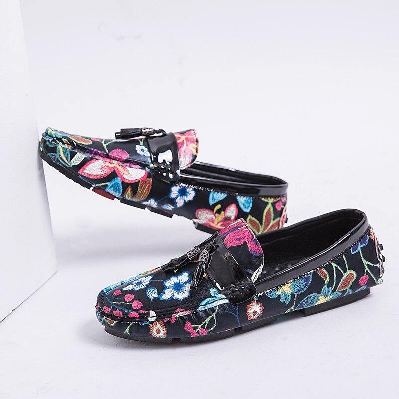 Men's Casual Flower Design Loafers - AM APPAREL