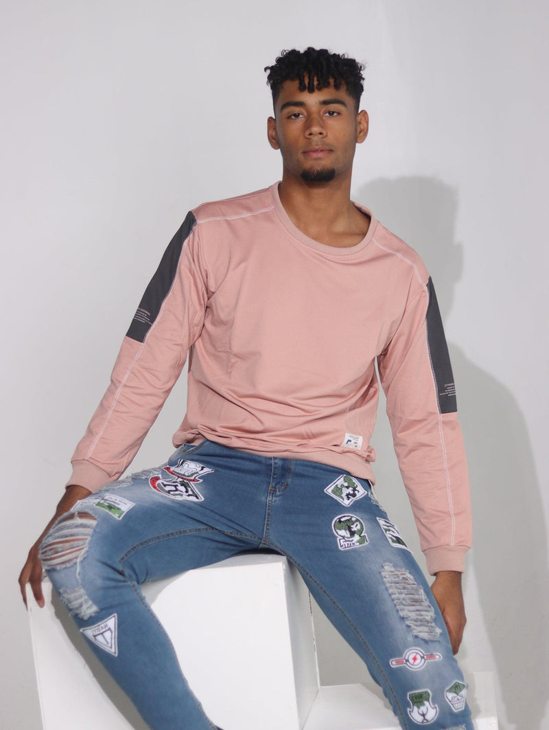 Men's Casual Outwear Patchwork Sweatshirt - AM APPAREL