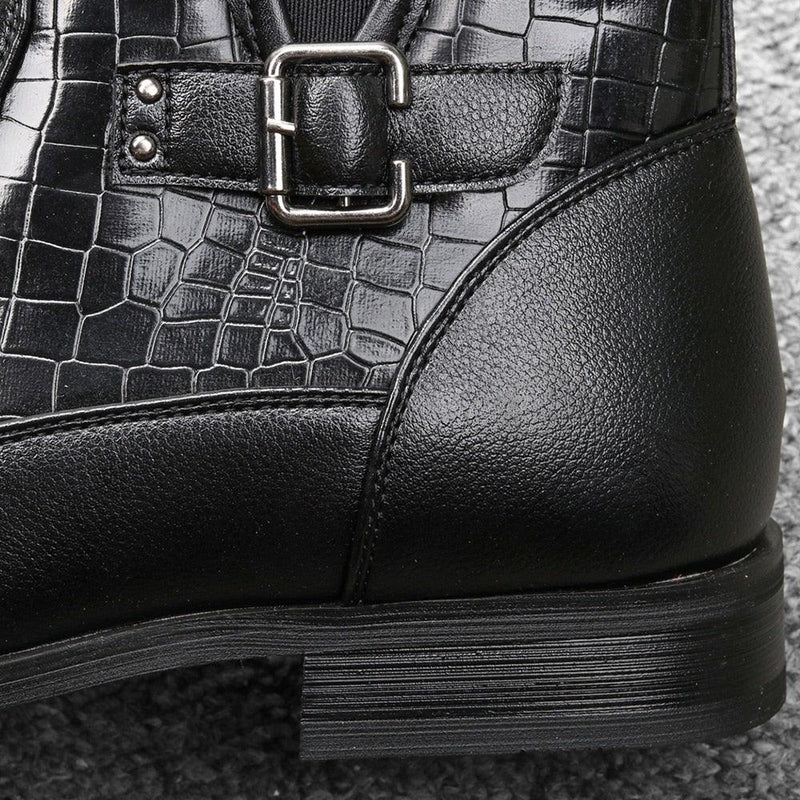 Men's Comfy Faux Leather Winter Boots - AM APPAREL
