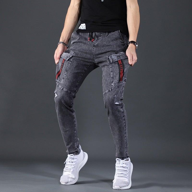 Men's Designer Cargo Slim Fit Stretchy Pants - AM APPAREL