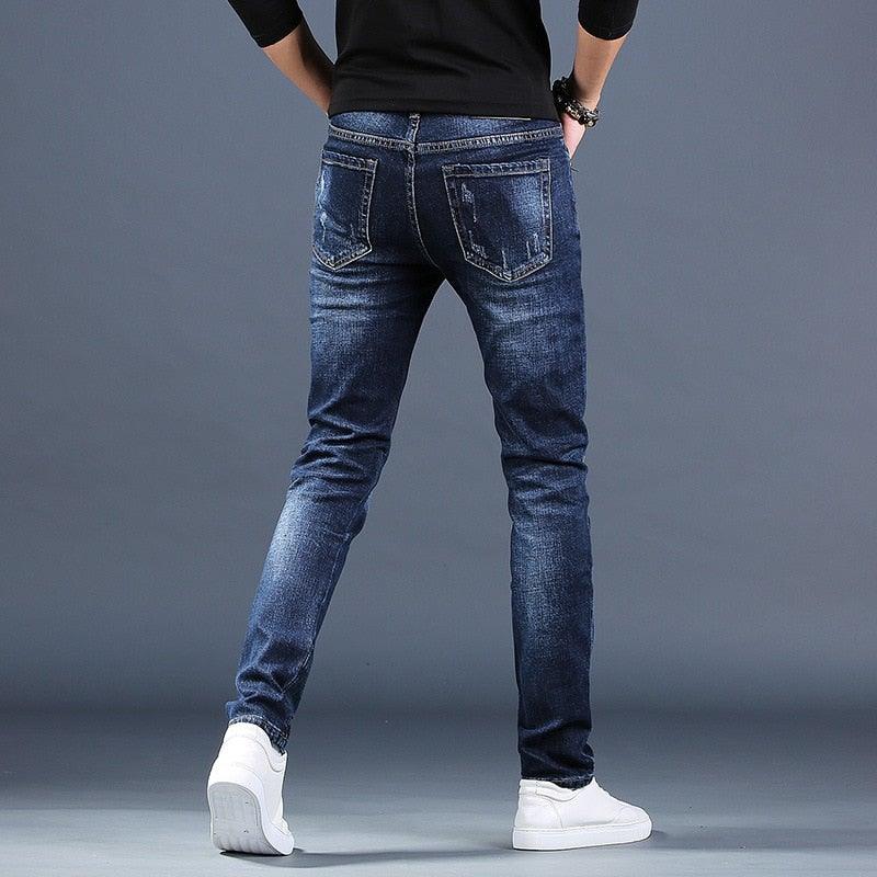 Men's Embroidered Pencil Jeans - AM APPAREL