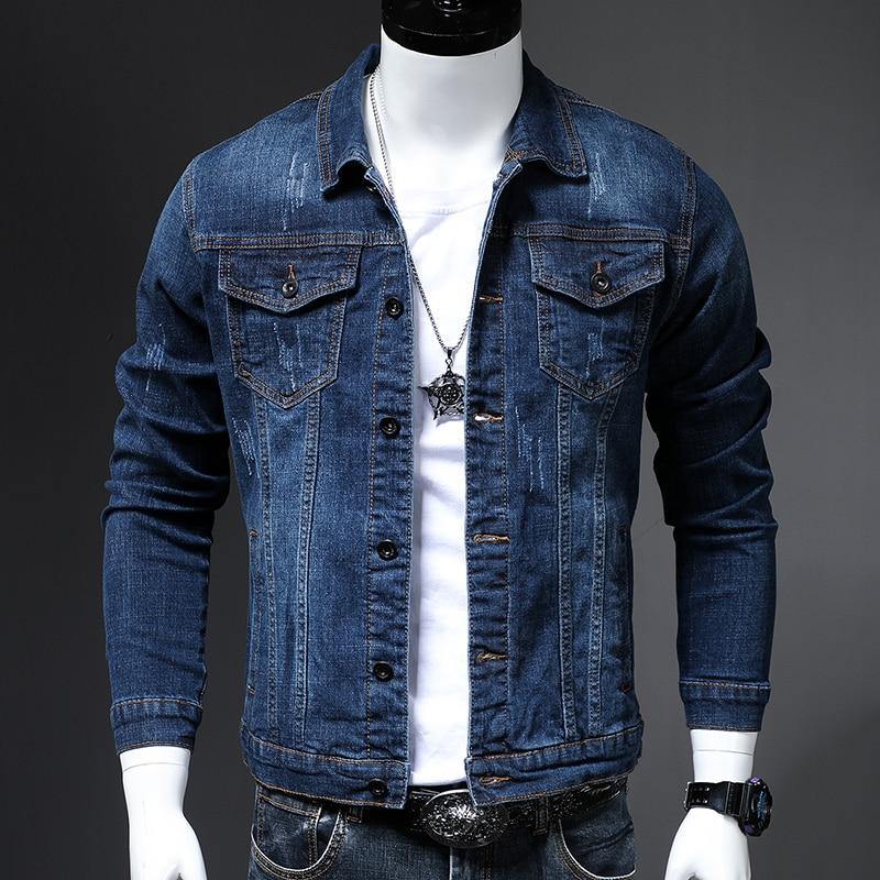 Men's Fashion Skinny Scratch Denim Jacket - AM APPAREL