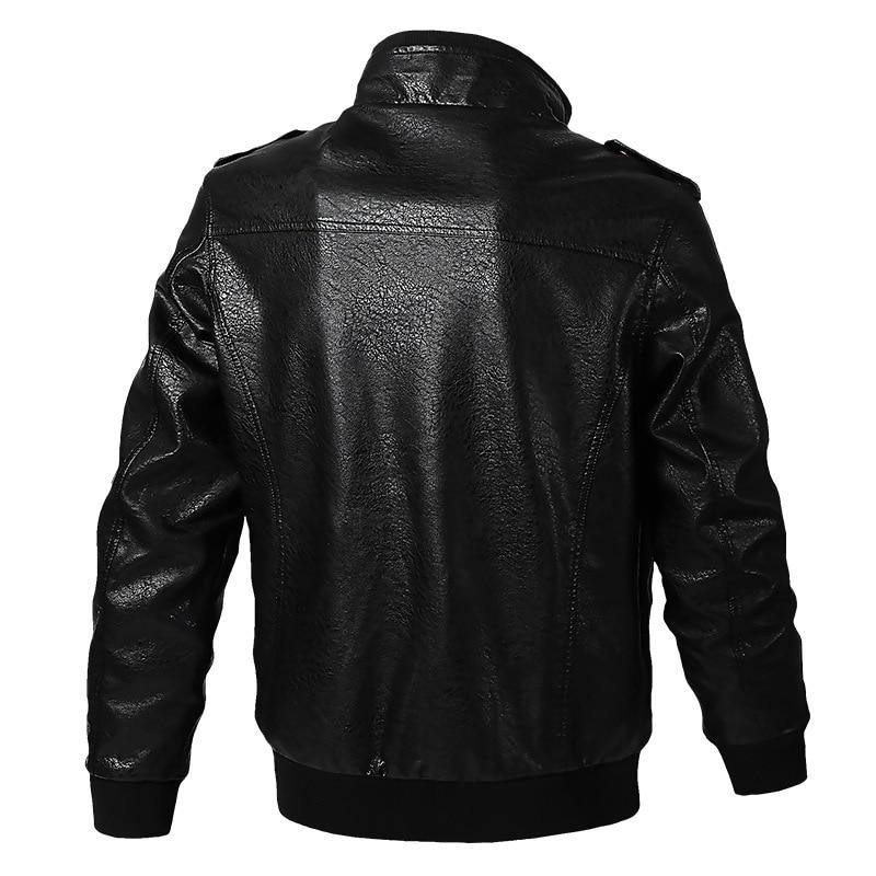 Men's Faux Leather Motorcycle Bomber Jacket - AM APPAREL