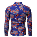 Men's Floral Printed Light Weight Shirt - Blue - AM APPAREL