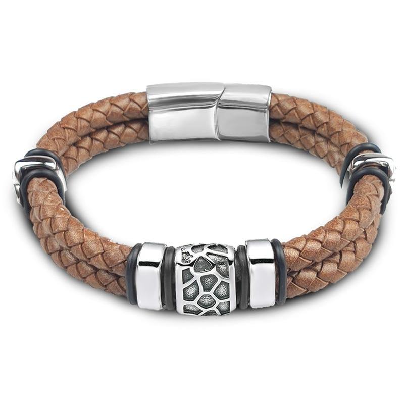 Men's Genuine Braided Leather Bracelets - AM APPAREL