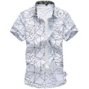 Men's Geometric Print Summer Short Sleeve Shirt - AM APPAREL