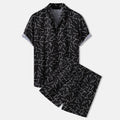 Men's Hawaiian Floral Print Summer Short & Shirt Set - Black - AM APPAREL