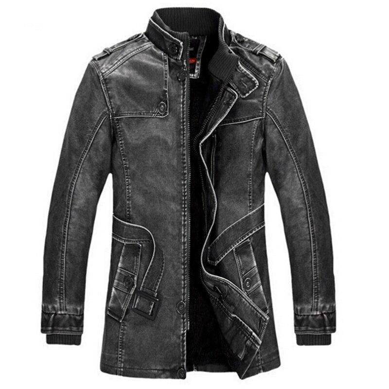 Men's High Quality Faux Leather Winter Parkas Jacket - AM APPAREL