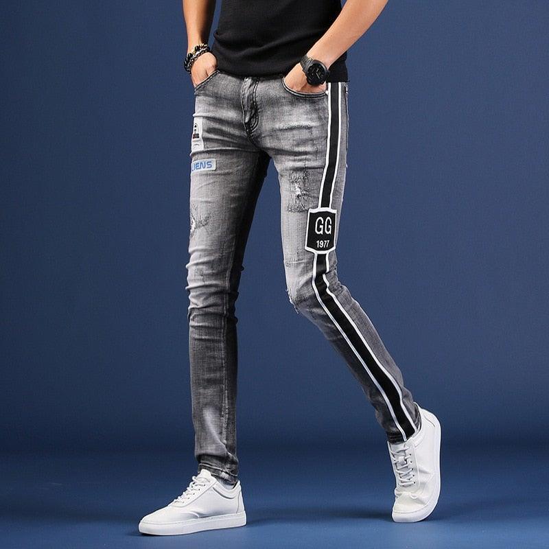 Men's Korean Style Distressed Jeans - AM APPAREL