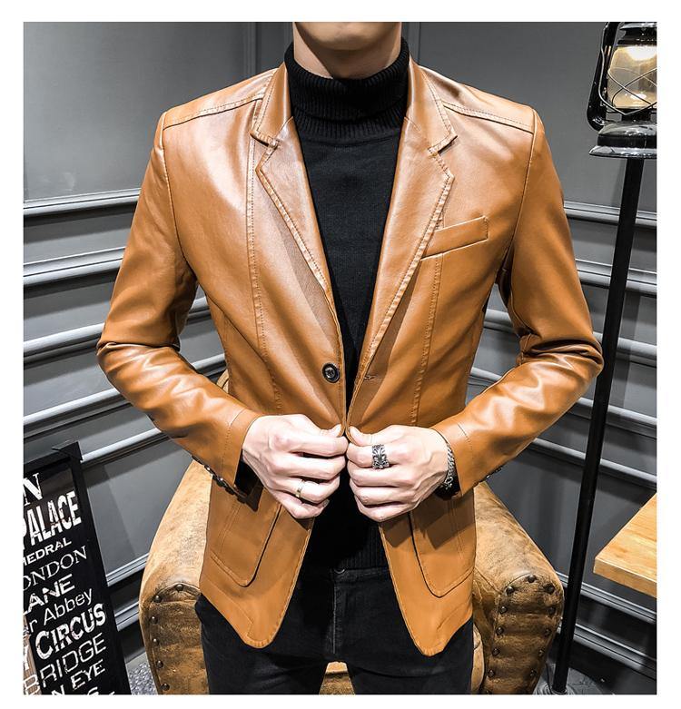Men's Kpop Style Faux Leather Jacket - AM APPAREL