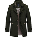 Men's Long Casual Trench Button Up Coat - AM APPAREL