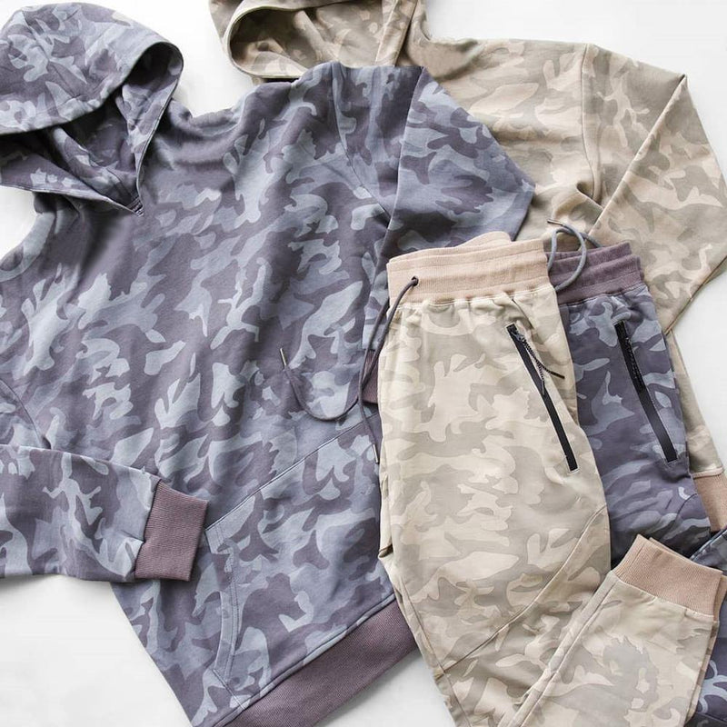Men's Long Sleeve Camouflage Hooded Tracksuit - AM APPAREL