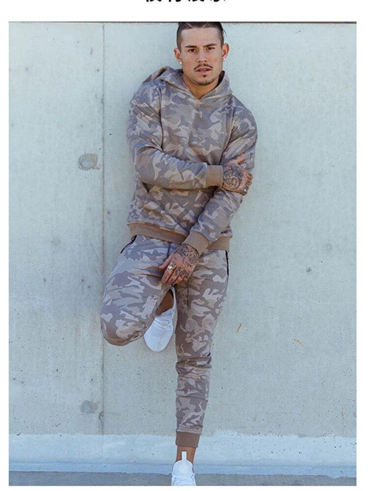 Men's Long Sleeve Camouflage Hooded Tracksuit - AM APPAREL