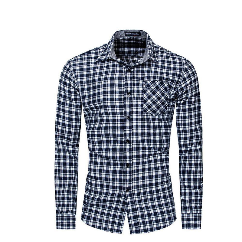 Men's Long Sleeve Regular Fit Plaid Shirt - AM APPAREL