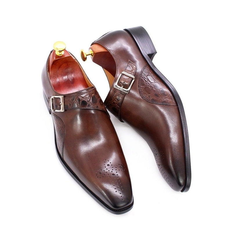 Men's Luxurious Genuine Leather Handmade Strap Oxfords - AM APPAREL
