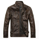 Men's Motorcycle Casual PU Leather Jacket - AM APPAREL