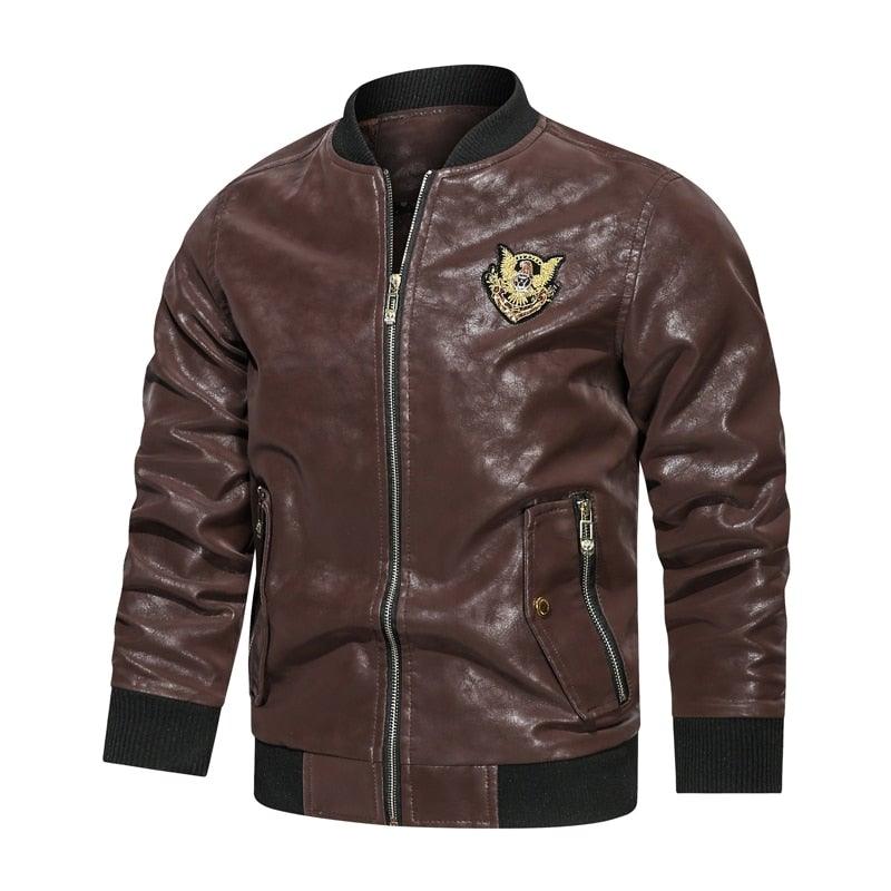 Men's Motorcycle Slim Fit PU Leather Jacket - AM APPAREL