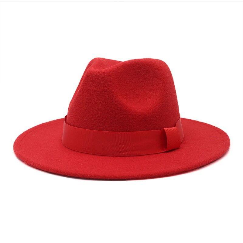 Men's New Wide Brim Fedora Hats With Ribbon - AM APPAREL