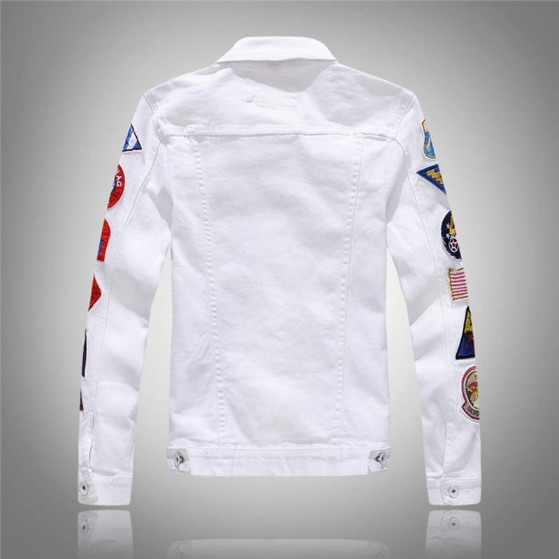 Men's Patchwork Design Slim Fit Denim Jacket - AM APPAREL