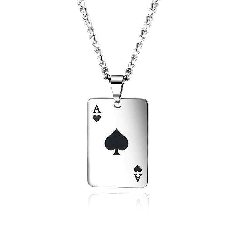 Men's Poker Hearts Spades Necklace - AM APPAREL