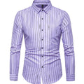 Men's Slim Fit Striped Polyester Shirt - AM APPAREL
