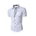 Men's Solid Colored Summer Short Sleeve Shirt - AM APPAREL