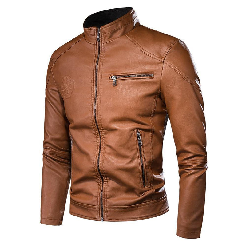 Men's Spring Causal Vintage Leather Jacket - AM APPAREL