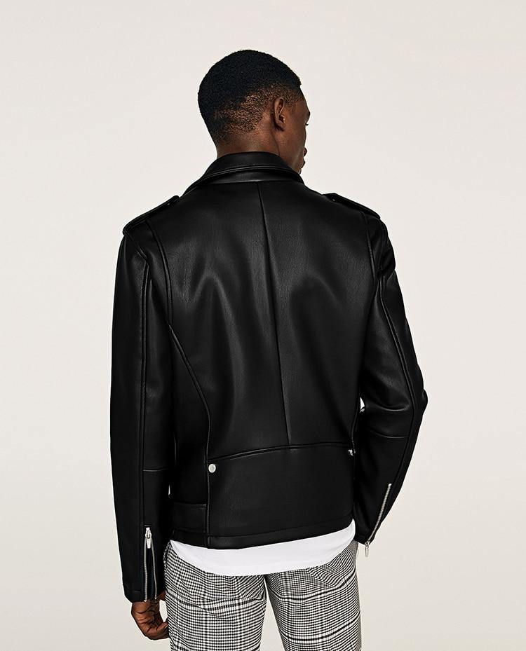 Men's Spring Soft Leather Biker Jacket - AM APPAREL