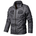 Men's Thick Faux Leather Winter Jacket - AM APPAREL