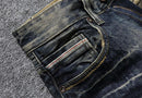Men's Vintage Retro Style Slim Fit Distressed Jeans - AM APPAREL