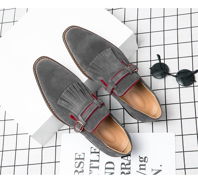 Men's Vintage Tassels Leather Loafers - AM APPAREL