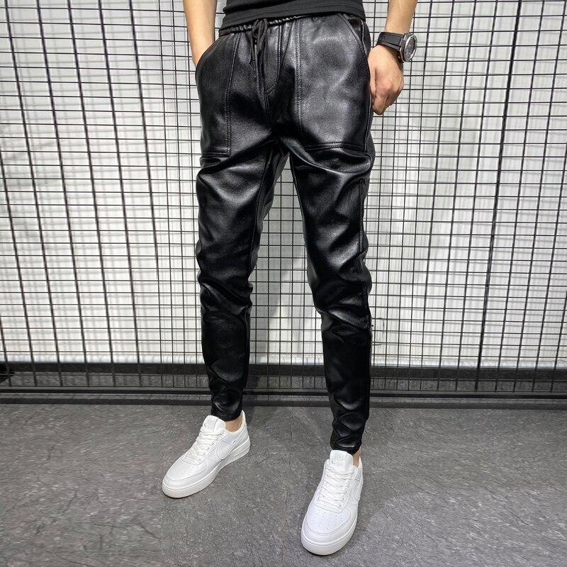 Men's Winter Thick PU Leather Pants - AM APPAREL