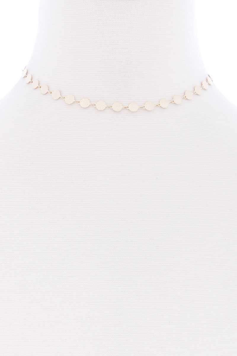 Metal Round Chain Short Necklace - AM APPAREL