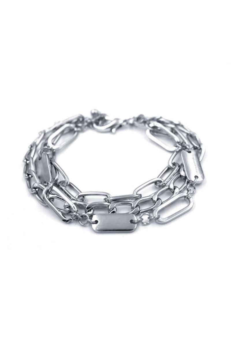 Oval Link Layered Metal Bracelet - AM APPAREL