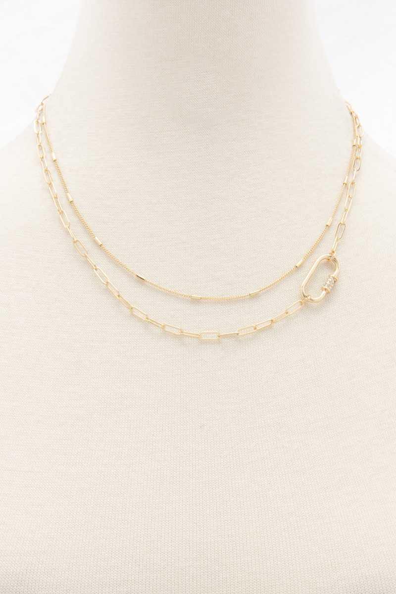 Oval Link Layered Necklace - AM APPAREL