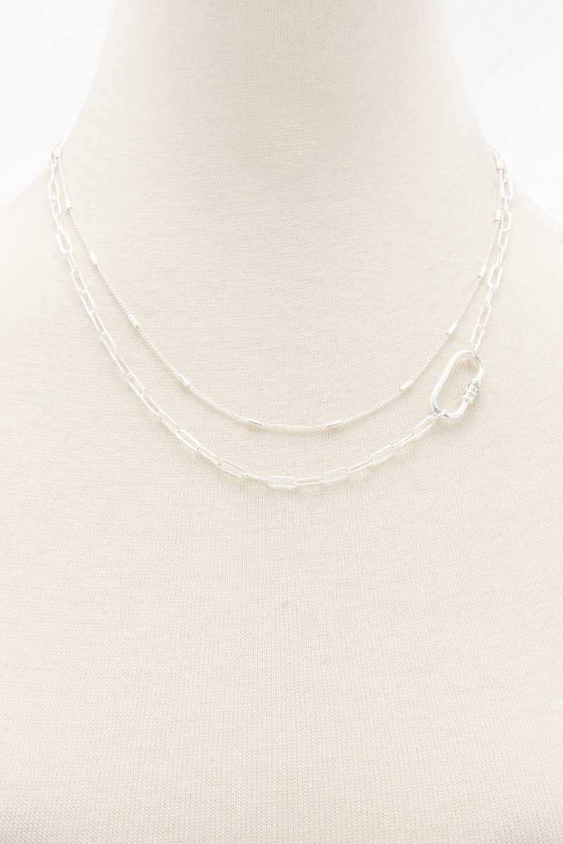 Oval Link Layered Necklace - AM APPAREL