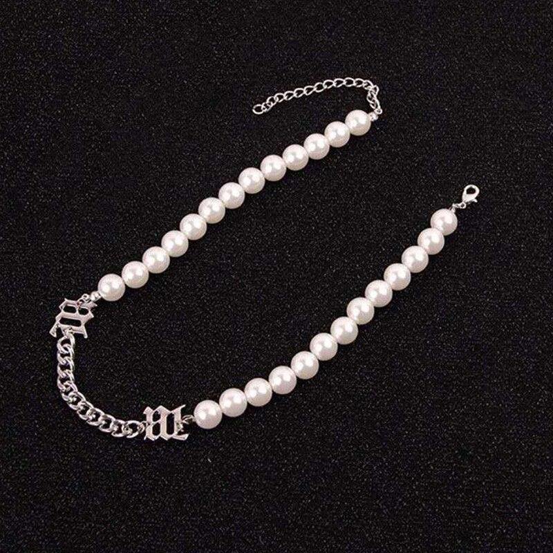 Pearl Letter Beads Necklaces - AM APPAREL