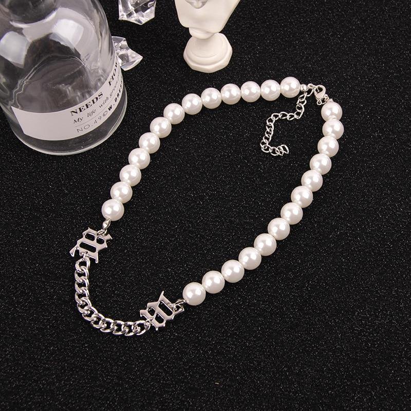 Pearl Letter Beads Necklaces - AM APPAREL