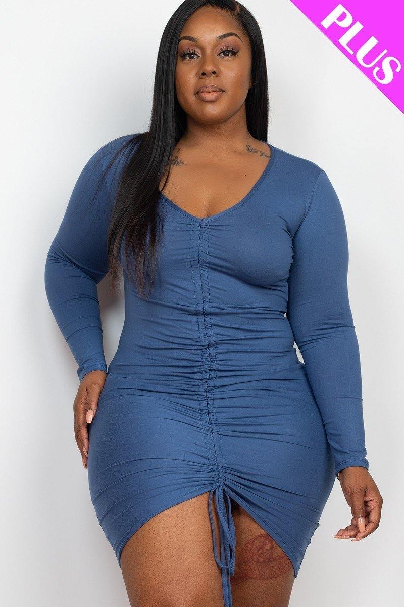 Plus Size Drawstring Ruched Front - AM APPAREL