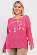 Plus Size "free As A Bird" Logo Knit Sweater - AM APPAREL