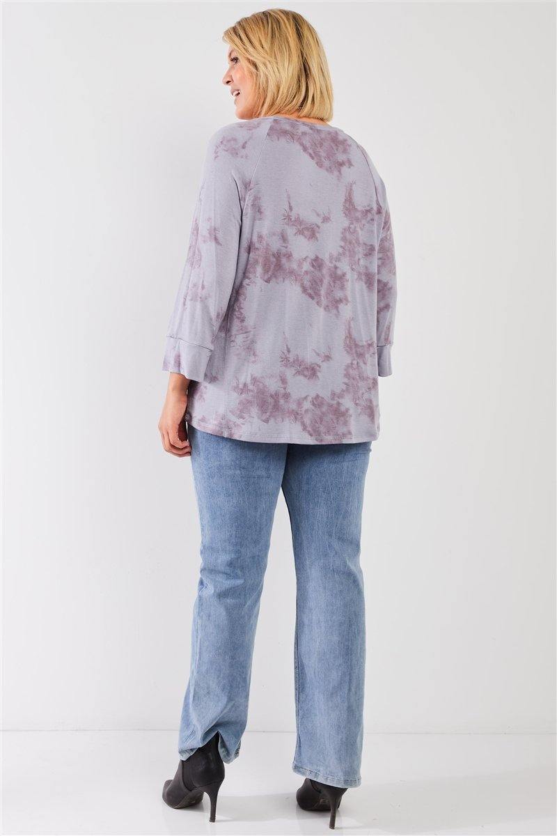 Plus Size Lavender Tie-dye Sweatshirt Top - AM APPAREL