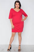 Plus Size Red Back Lace Detail Mini Dress - AM APPAREL