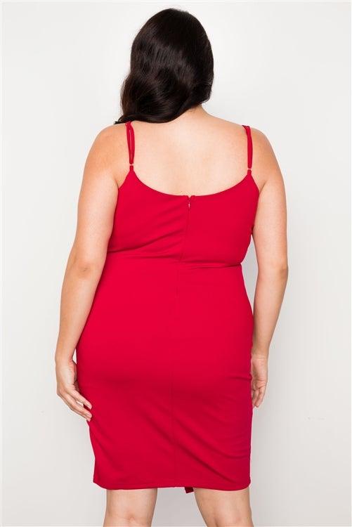 Plus Size Red Bodycon Cami Mini Dress - AM APPAREL