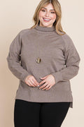 Plus Size Soft Knit Turtleneck Two Tone Sweater - AM APPAREL