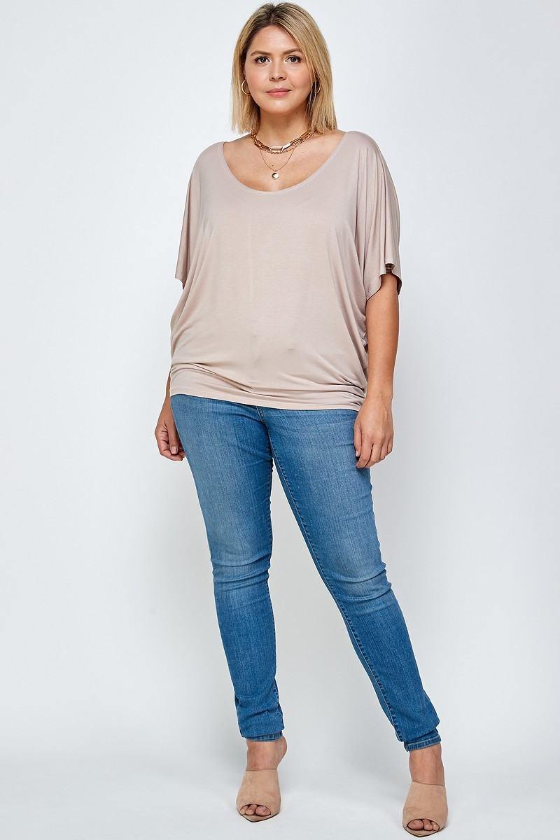 Plus Size Solid Knit Top, With A Flowy Silhouette - AM APPAREL
