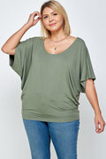 Plus Size Solid Knit Top, With A Flowy Silhouette - AM APPAREL